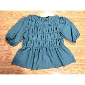 Oddy 2X - Designer women's peasant top -muted teal